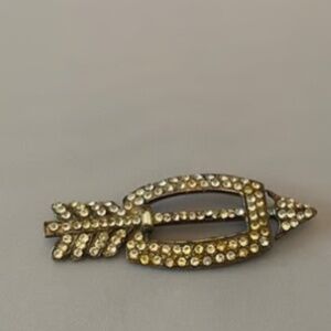 Antique Silver Tone Rhinestone Paste Arrow Brooch